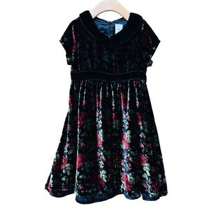 Gymboree Velvet Dress Girls Size 6 Floral Holidays Traditions Christmas Hanukkah